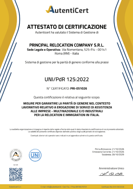 pari opportunità certificato pari opportunità certificato